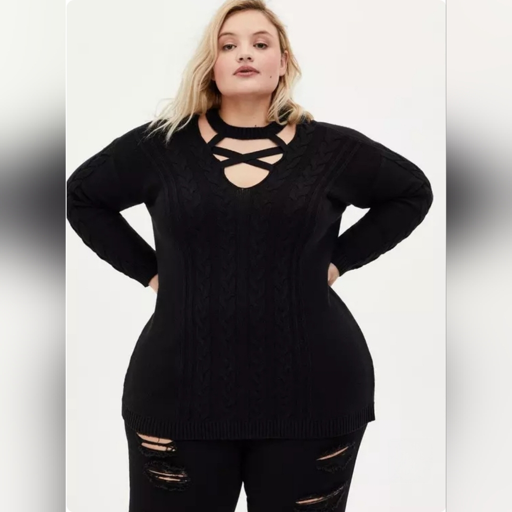 Torrid Cable Pullover Cage Neck Sweater Boxy Minimalist Fisherman sz 5X
